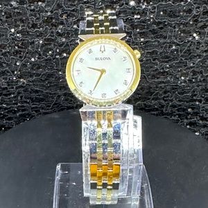 Women's (NWOT) Bulova Two-Tone Watch with Mother-of-Pearl and Diamond Face